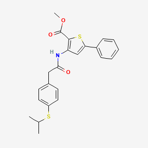molecular formula C23H23NO3S2 B2978819 Methyl 3-(2-(4-(isopropylthio)phenyl)acetamido)-5-phenylthiophene-2-carboxylate CAS No. 955617-79-5