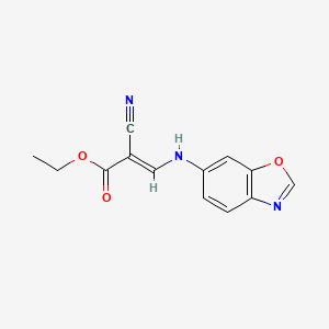 molecular formula C13H11N3O3 B2978822 乙酸(E)-3-(1,3-苯并恶唑-6-氨基)-2-氰基-2-丙烯酯 CAS No. 188477-85-2