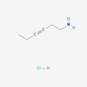 molecular formula C6H12ClN B2978829 Hex-3-yn-1-amine;hydrochloride CAS No. 124618-81-1