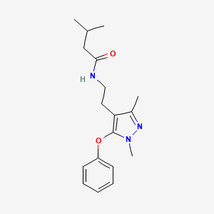 molecular formula C18H25N3O2 B2978831 N-[2-(1,3-dimethyl-5-phenoxy-1H-pyrazol-4-yl)ethyl]-3-methylbutanamide CAS No. 956437-86-8