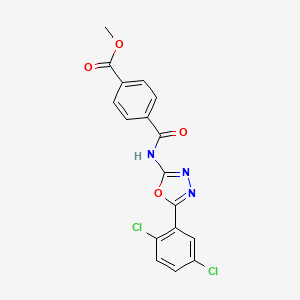 molecular formula C17H11Cl2N3O4 B2978832 4-((5-(2,5-二氯苯基)-1,3,4-恶二唑-2-基)氨基甲酰基)苯甲酸甲酯 CAS No. 891136-56-4