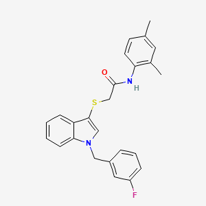 molecular formula C25H23FN2OS B2978833 N-(2,4-dimethylphenyl)-2-[1-[(3-fluorophenyl)methyl]indol-3-yl]sulfanylacetamide CAS No. 450347-20-3