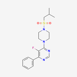 molecular formula C18H23FN4O2S B2978836 5-Fluoro-4-[4-(2-methylpropylsulfonyl)piperazin-1-yl]-6-phenylpyrimidine CAS No. 2380041-97-2