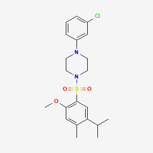 molecular formula C21H27ClN2O3S B2978838 1-(3-Chlorophenyl)-4-[2-methoxy-4-methyl-5-(propan-2-yl)benzenesulfonyl]piperazine CAS No. 713096-79-8