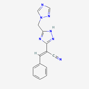 molecular formula C14H11N7 B2978839 3-phenyl-2-[5-(1H-1,2,4-triazol-1-ylmethyl)-4H-1,2,4-triazol-3-yl]acrylonitrile CAS No. 1164485-96-4