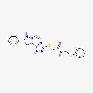 molecular formula C23H20N6OS B2978842 2-({11-苯基-3,4,6,9,10-五氮杂三环[7.3.0.0^{2,6}]十二-1(12),2,4,7,10-戊烯-5-基}硫烷基)-N-(2-苯乙基)乙酰胺 CAS No. 1207025-20-4