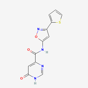 molecular formula C12H8N4O3S B2978845 6-羟基-N-(3-(噻吩-2-基)异恶唑-5-基)嘧啶-4-甲酰胺 CAS No. 2034622-38-1