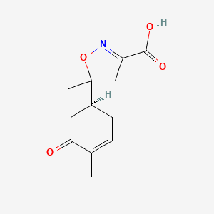 molecular formula C12H15NO4 B2978851 (5S)-5-methyl-5-[(1S)-4-methyl-5-oxo-3-cyclohexenyl]-4,5-dihydro-3-isoxazolecarboxylic acid CAS No. 1013759-72-2