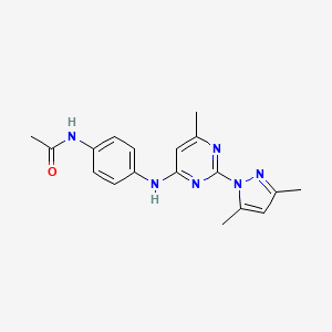 molecular formula C18H20N6O B2978853 N-[4-[[2-(3,5-二甲基吡唑-1-基)-6-甲基嘧啶-4-基]氨基]苯基]乙酰胺 CAS No. 1004384-73-9