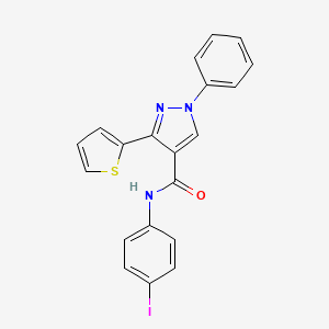molecular formula C20H14IN3OS B2978860 N-(4-iodophenyl)-1-phenyl-3-(thiophen-2-yl)-1H-pyrazole-4-carboxamide CAS No. 955964-12-2