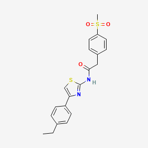 molecular formula C20H20N2O3S2 B2978862 N-(4-(4-ethylphenyl)thiazol-2-yl)-2-(4-(methylsulfonyl)phenyl)acetamide CAS No. 919753-59-6