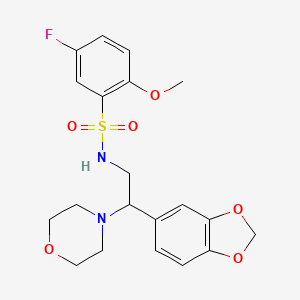 molecular formula C20H23FN2O6S B2978871 N-(2-(benzo[d][1,3]dioxol-5-yl)-2-morpholinoethyl)-5-fluoro-2-methoxybenzenesulfonamide CAS No. 887219-15-0