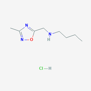 molecular formula C8H16ClN3O B2978874 N-[(3-甲基-1,2,4-恶二唑-5-基)甲基]丁-1-胺；盐酸盐 CAS No. 2551116-59-5