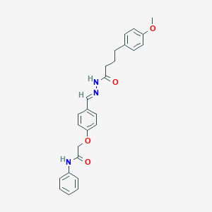 molecular formula C26H27N3O4 B297888 2-{4-[(E)-{2-[4-(4-methoxyphenyl)butanoyl]hydrazinylidene}methyl]phenoxy}-N-phenylacetamide 