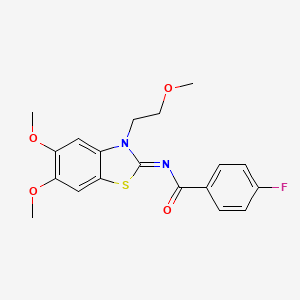 (Z)-N-(5,6-dimethoxy-3-(2-methoxyethyl)benzo[d]thiazol-2(3H)-ylidene)-4-fluorobenzamide