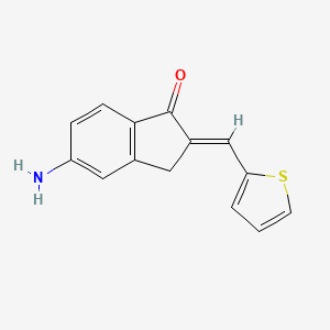 molecular formula C14H11NOS B2978886 (2E)-5-amino-2-(thiophen-2-ylmethylidene)-3H-inden-1-one CAS No. 613656-05-6