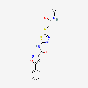 molecular formula C17H15N5O3S2 B2978888 N-(5-((2-(cyclopropylamino)-2-oxoethyl)thio)-1,3,4-thiadiazol-2-yl)-5-phenylisoxazole-3-carboxamide CAS No. 1351661-38-5