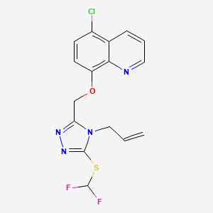 molecular formula C16H13ClF2N4OS B2978894 5-Chloro-8-[[5-(difluoromethylsulfanyl)-4-prop-2-enyl-1,2,4-triazol-3-yl]methoxy]quinoline CAS No. 690246-57-2