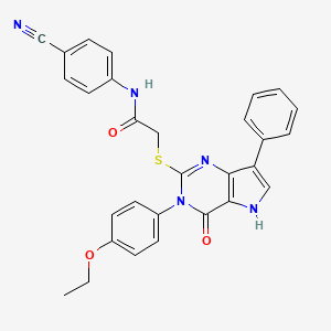 molecular formula C29H23N5O3S B2978903 N-(4-氰基苯基)-2-((3-(4-乙氧基苯基)-4-氧代-7-苯基-4,5-二氢-3H-吡咯并[3,2-d]嘧啶-2-基)硫代)乙酰胺 CAS No. 2034481-04-2