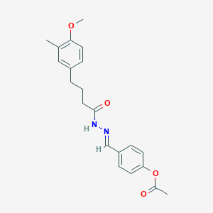 molecular formula C21H24N2O4 B297891 4-{2-[4-(4-Methoxy-3-methylphenyl)butanoyl]carbohydrazonoyl}phenyl acetate 