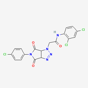 molecular formula C18H12Cl3N5O3 B2978916 2-(5-(4-氯苯基)-4,6-二氧代-4,5,6,6a-四氢吡咯并[3,4-d][1,2,3]三唑-1(3aH)-基)-N-(2,4-二氯苯基)乙酰胺 CAS No. 1052612-48-2