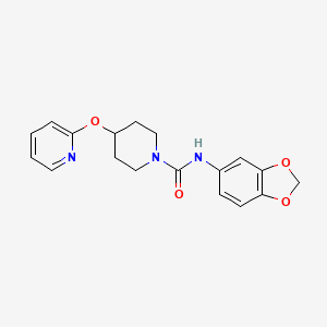 molecular formula C18H19N3O4 B2978921 N-(benzo[d][1,3]dioxol-5-yl)-4-(pyridin-2-yloxy)piperidine-1-carboxamide CAS No. 1448031-39-7