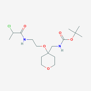 molecular formula C16H29ClN2O5 B2978927 Tert-butyl N-[[4-[2-(2-chloropropanoylamino)ethoxy]oxan-4-yl]methyl]carbamate CAS No. 2411270-59-0