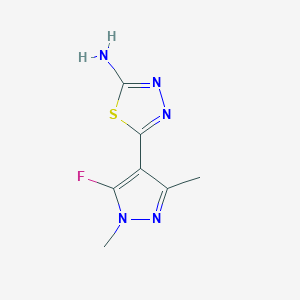 molecular formula C7H8FN5S B2978928 5-(5-Fluoro-1,3-dimethylpyrazol-4-yl)-1,3,4-thiadiazol-2-amine CAS No. 1946818-12-7