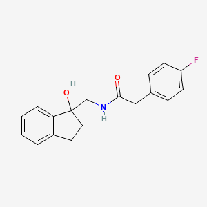 molecular formula C18H18FNO2 B2978932 2-(4-氟苯基)-N-((1-羟基-2,3-二氢-1H-茚-1-基)甲基)乙酰胺 CAS No. 1396875-00-5