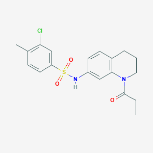 molecular formula C19H21ClN2O3S B2978933 3-chloro-4-methyl-N-(1-propionyl-1,2,3,4-tetrahydroquinolin-7-yl)benzenesulfonamide CAS No. 946290-79-5