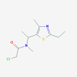 molecular formula C11H17ClN2OS B2978936 2-Chloro-N-[1-(2-ethyl-4-methyl-1,3-thiazol-5-yl)ethyl]-N-methylacetamide CAS No. 2411298-19-4