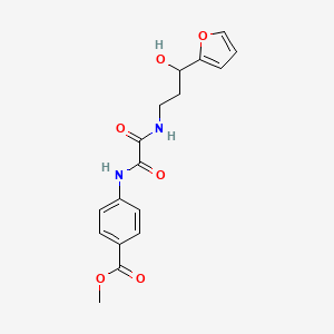molecular formula C17H18N2O6 B2978938 Methyl 4-(2-((3-(furan-2-yl)-3-hydroxypropyl)amino)-2-oxoacetamido)benzoate CAS No. 1421463-32-2