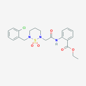 molecular formula C21H24ClN3O5S B2978943 2-({[6-(2-氯苄基)-1,1-二氧化-1,2,6-噻二嗪-2-基]乙酰}氨基)苯甲酸乙酯 CAS No. 899942-73-5