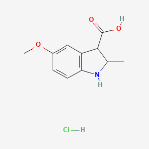 molecular formula C11H14ClNO3 B2978950 5-Methoxy-2-methyl-2,3-dihydro-1H-indole-3-carboxylic acid;hydrochloride CAS No. 2361703-32-2