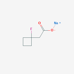 molecular formula C6H8FNaO2 B2978952 钠；2-(1-氟环丁基)乙酸盐 CAS No. 2460755-99-9