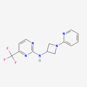 molecular formula C13H12F3N5 B2978953 N-(1-Pyridin-2-ylazetidin-3-yl)-4-(trifluoromethyl)pyrimidin-2-amine CAS No. 2415541-62-5