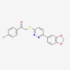 molecular formula C19H13FN2O3S B2978960 2-[6-(1,3-Benzodioxol-5-yl)pyridazin-3-yl]sulfanyl-1-(4-fluorophenyl)ethanone CAS No. 872695-71-1