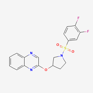 molecular formula C18H15F2N3O3S B2978970 2-{[1-(3,4-二氟苯磺酰基)吡咯烷-3-基]氧基}喹喔啉 CAS No. 2097893-88-2