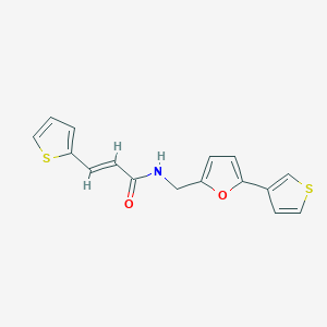 molecular formula C16H13NO2S2 B2978973 (E)-3-(噻吩-2-基)-N-((5-(噻吩-3-基)呋喃-2-基)甲基)丙烯酰胺 CAS No. 2035006-84-7