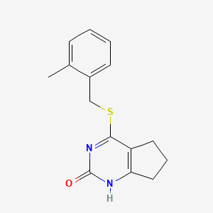 molecular formula C15H16N2OS B2978983 4-((2-methylbenzyl)thio)-6,7-dihydro-1H-cyclopenta[d]pyrimidin-2(5H)-one CAS No. 898444-10-5