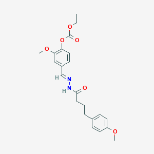 molecular formula C22H26N2O6 B297899 Ethyl 2-methoxy-4-{2-[4-(4-methoxyphenyl)butanoyl]carbohydrazonoyl}phenyl carbonate 