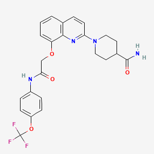 molecular formula C24H23F3N4O4 B2978990 1-(8-(2-氧代-2-((4-(三氟甲氧基)苯基)氨基)乙氧基)喹啉-2-基)哌啶-4-甲酰胺 CAS No. 921512-26-7