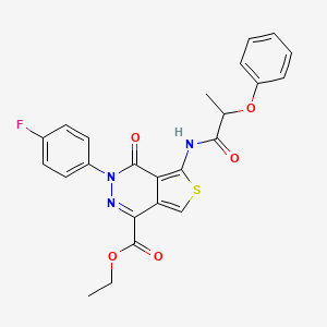 molecular formula C24H20FN3O5S B2978999 3-(4-氟苯基)-4-氧代-5-(2-苯氧基丙酰氨基)噻吩并[3,4-d]哒嗪-1-羧酸乙酯 CAS No. 851949-68-3