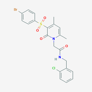 molecular formula C22H20BrClN2O4S B2979003 2-(3-((4-bromophenyl)sulfonyl)-4,6-dimethyl-2-oxopyridin-1(2H)-yl)-N-(2-chlorobenzyl)acetamide CAS No. 1251549-81-1