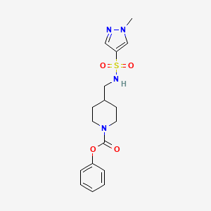 molecular formula C17H22N4O4S B2979004 phenyl 4-((1-methyl-1H-pyrazole-4-sulfonamido)methyl)piperidine-1-carboxylate CAS No. 1797647-77-8