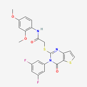 molecular formula C22H17F2N3O4S2 B2979010 2-{[3-(3,5-difluorophenyl)-4-oxo-3,4-dihydrothieno[3,2-d]pyrimidin-2-yl]sulfanyl}-N-(2,4-dimethoxyphenyl)acetamide CAS No. 1260634-63-6