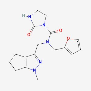 molecular formula C17H21N5O3 B2979016 N-(furan-2-ylmethyl)-N-((1-methyl-1,4,5,6-tetrahydrocyclopenta[c]pyrazol-3-yl)methyl)-2-oxoimidazolidine-1-carboxamide CAS No. 2034364-88-8