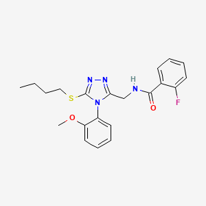molecular formula C21H23FN4O2S B2979019 N-[[5-butylsulfanyl-4-(2-methoxyphenyl)-1,2,4-triazol-3-yl]methyl]-2-fluorobenzamide CAS No. 391898-69-4