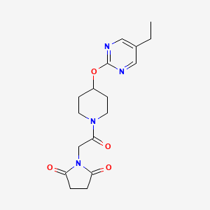molecular formula C17H22N4O4 B2979030 1-[2-[4-(5-Ethylpyrimidin-2-yl)oxypiperidin-1-yl]-2-oxoethyl]pyrrolidine-2,5-dione CAS No. 2380168-31-8