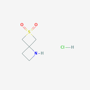 molecular formula C5H10ClNO2S B2979033 6-Thia-1-azaspiro[3.3]heptane 6,6-dioxide hydrochloride CAS No. 2225154-17-4